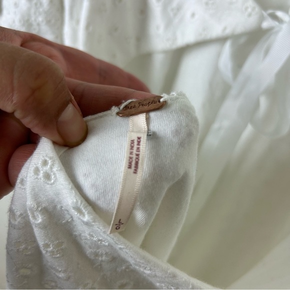 Free People Apricot Rose mini dress in white size: L - Picture 14 of 15